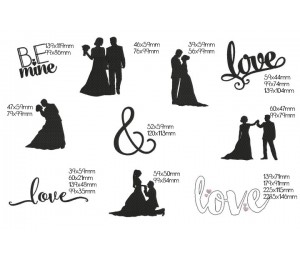 Stickserie - Brautpaar Silhouette